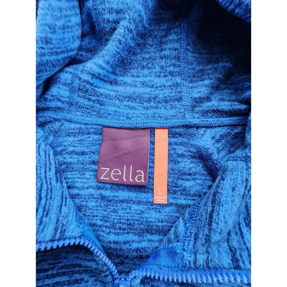 Zella Fleece Hoodie Large Blue Striped Pullover Athletic Athleisure Outdoor - Picture 11 of 13